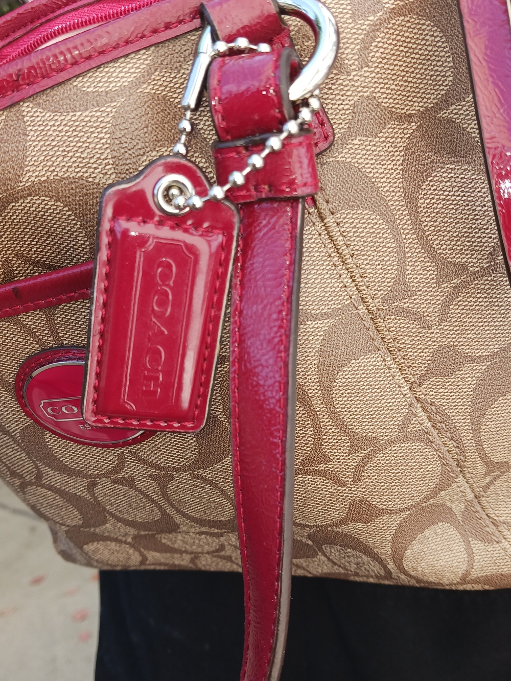 Coach Signature Canvas Tote with Red Trim - Picture 6 of 14